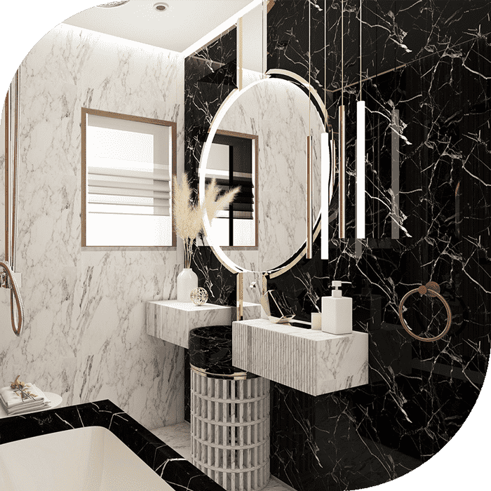 سرویس و حمام سیاه و سفید در طراحی داخلی